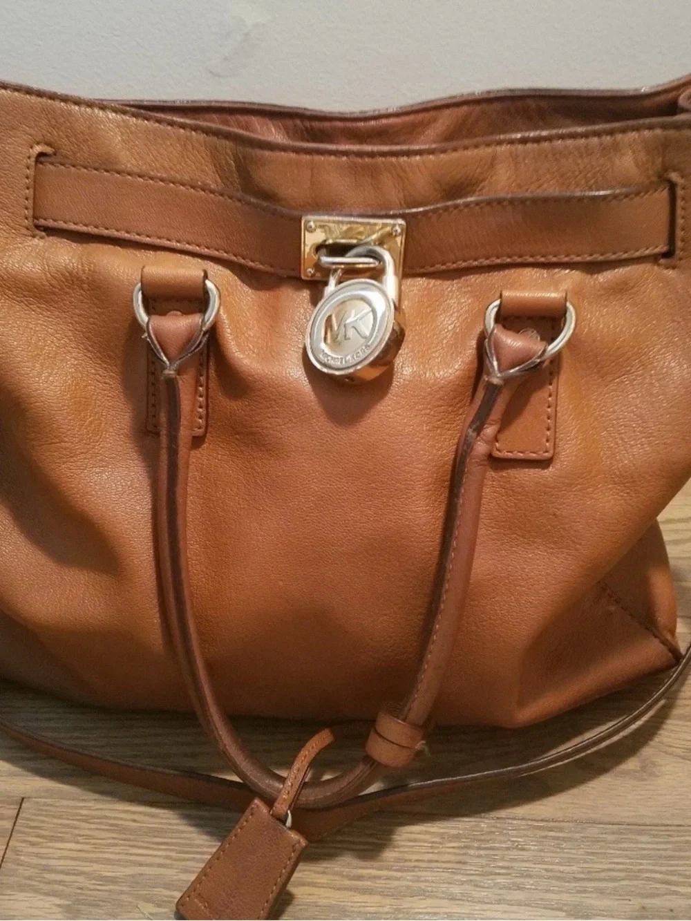 Michael Kors Hamilton Handbag Tote Shopper MK Saffiano Leather Large Brown Purse